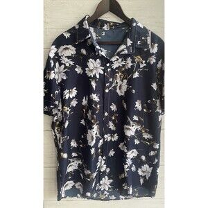 Hawaiian shirt XL Made in China Shein Blue background With Flowers